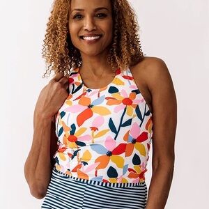 Lime Ricki Swim June Floral Racer-back Crop Top 3X